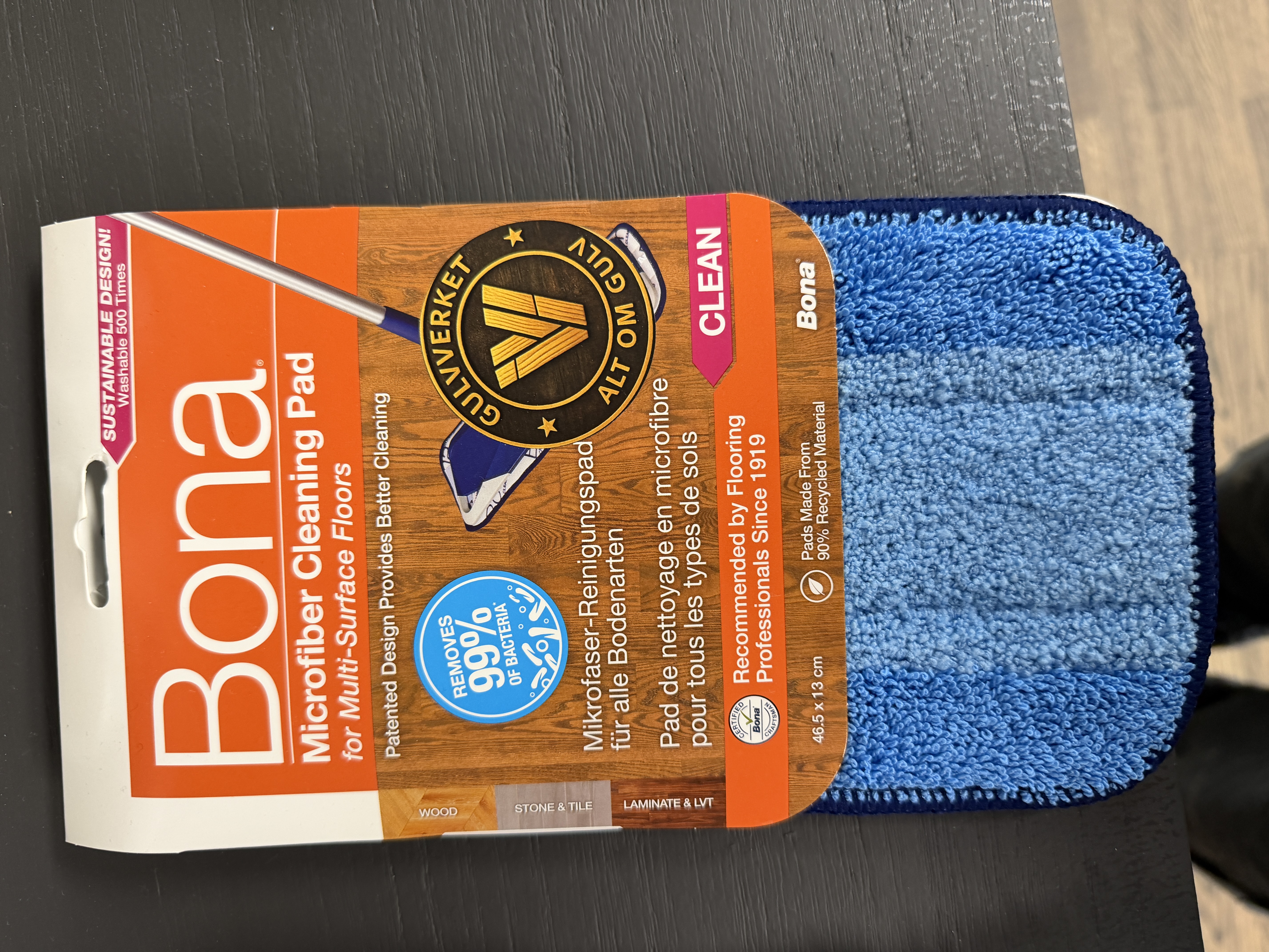 Bona Microfiber Cleaning Pad, blå rengjøringspad til parkett og harde gulv